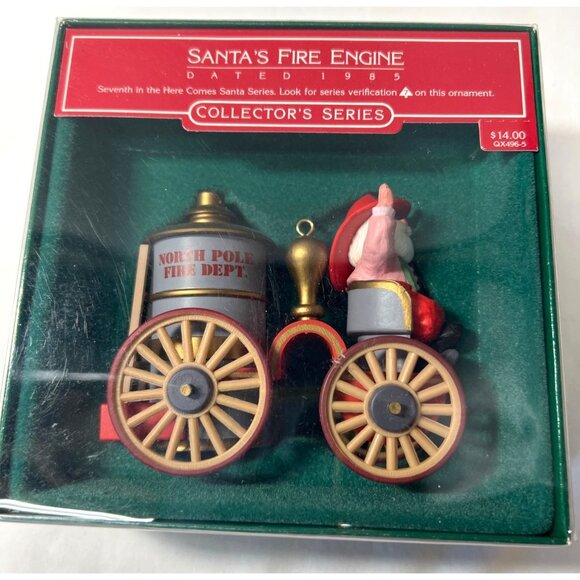 Santas Fire Engine Hallmark Keepsake Ornament 1989 Collectors Series North Pole - Picture 3 of 4